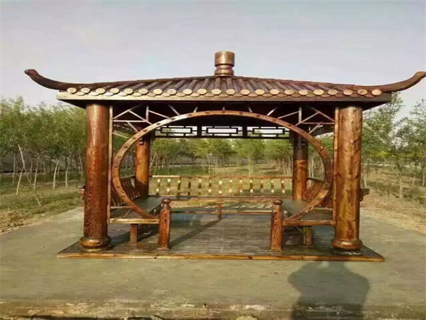陕西古典碳化木凉亭