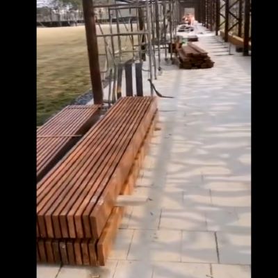 陕西防腐木花架座椅施工视频